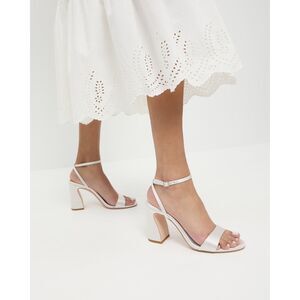 Loeffler Randall Malia Cream Curved−Heel Sandal Size 8 $395
